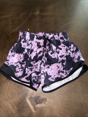 Girls Athletic Works Black & Lavender Tie-Dye Elastic Waist Athletic Shorts